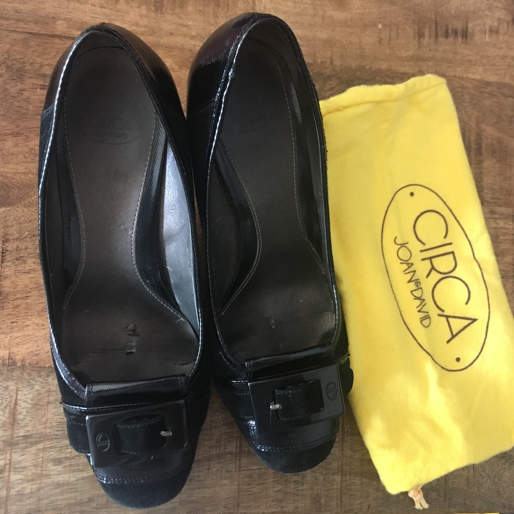 Circa Joan & David Black Leather & Suede Sz 8 Heel